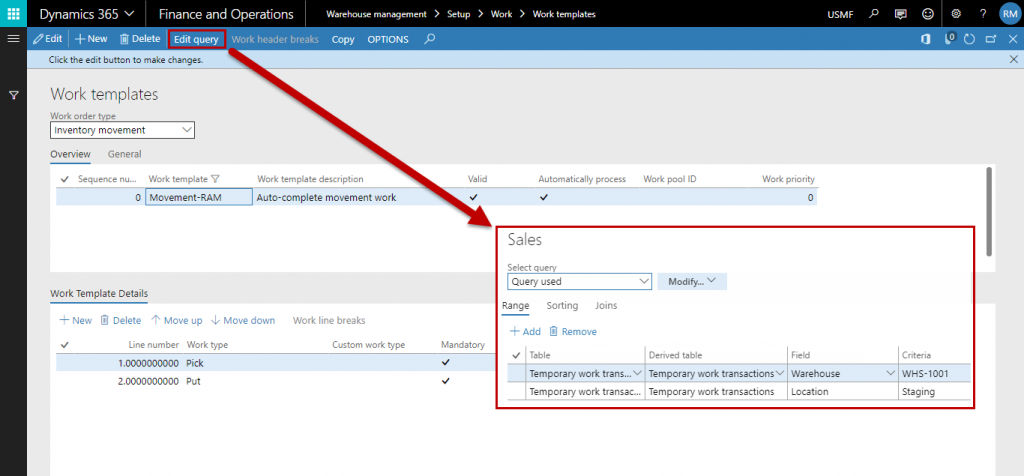 WHS system in dynamics 365 FO