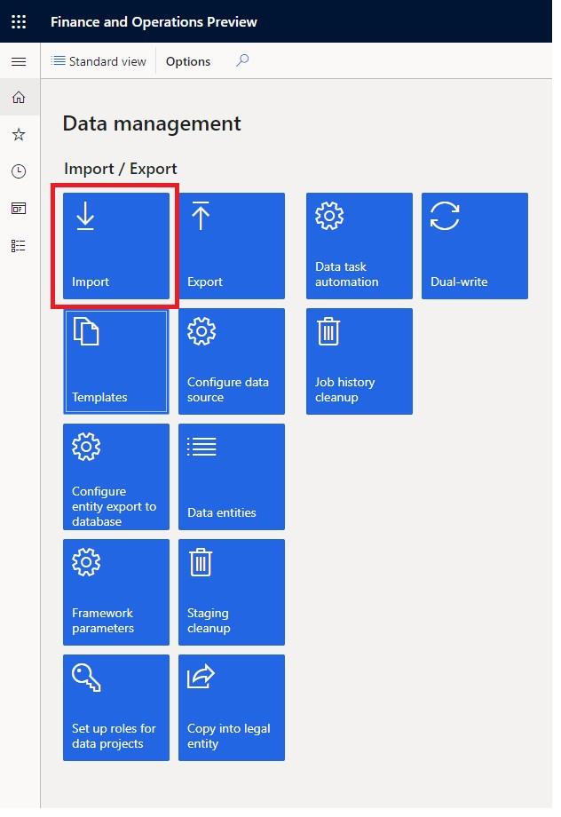 Importing an exported template into a new legal entity