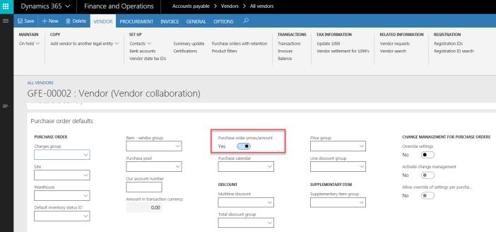 Configure Vendor Setup