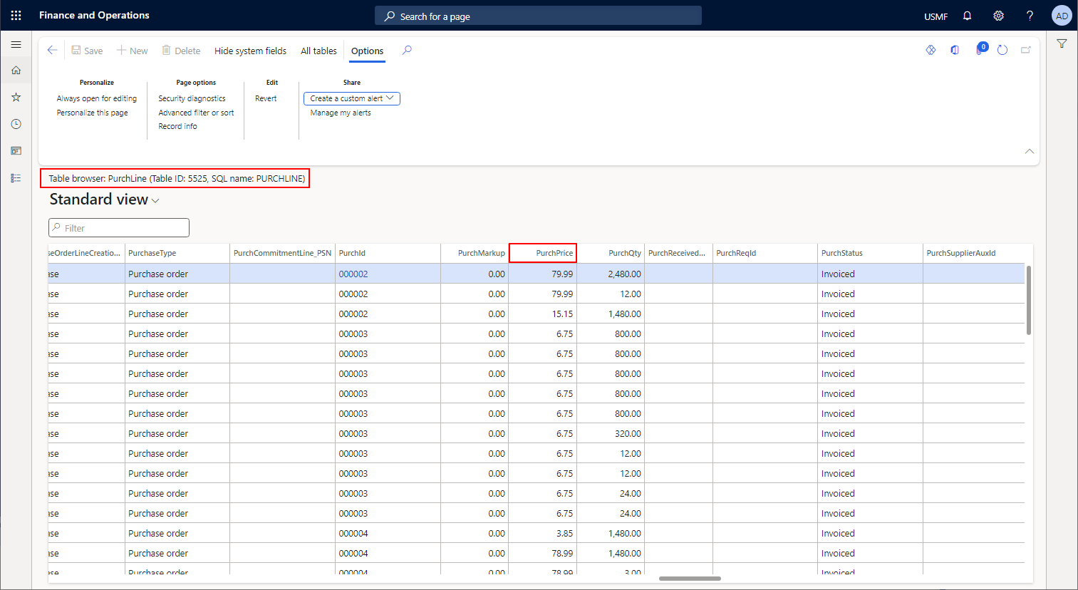 Use Table Browser to create alert rules for Line Table fields