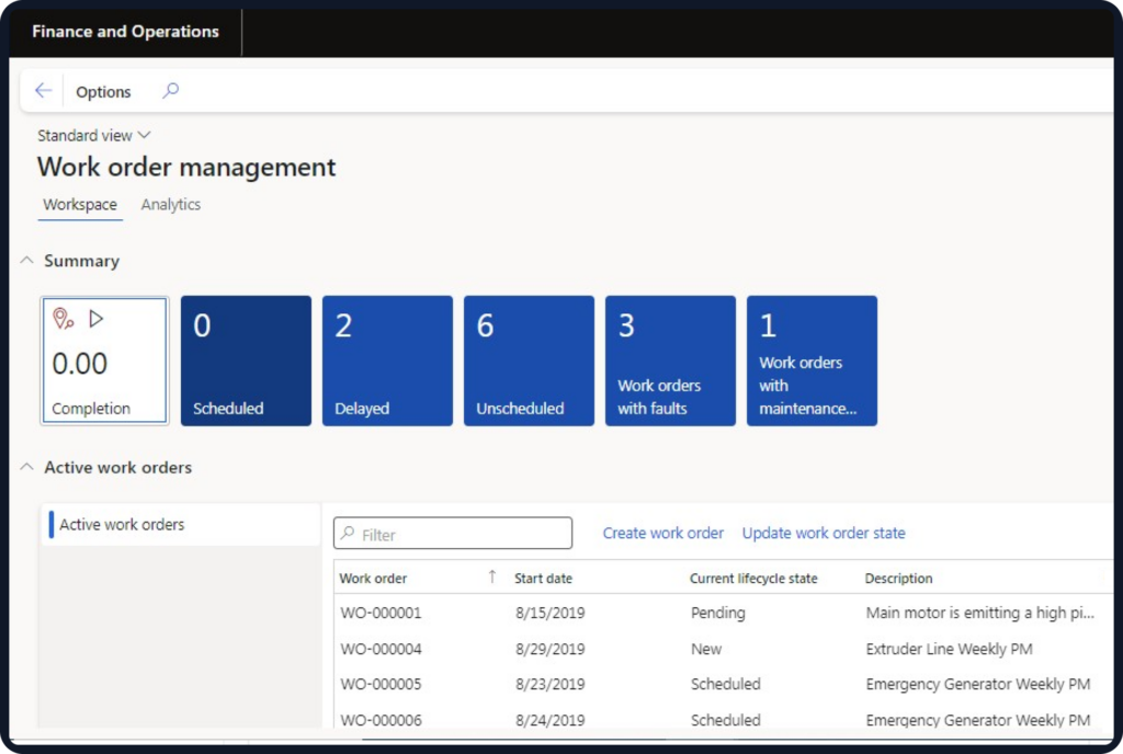 Dynamics 365 Field Service 1st Section