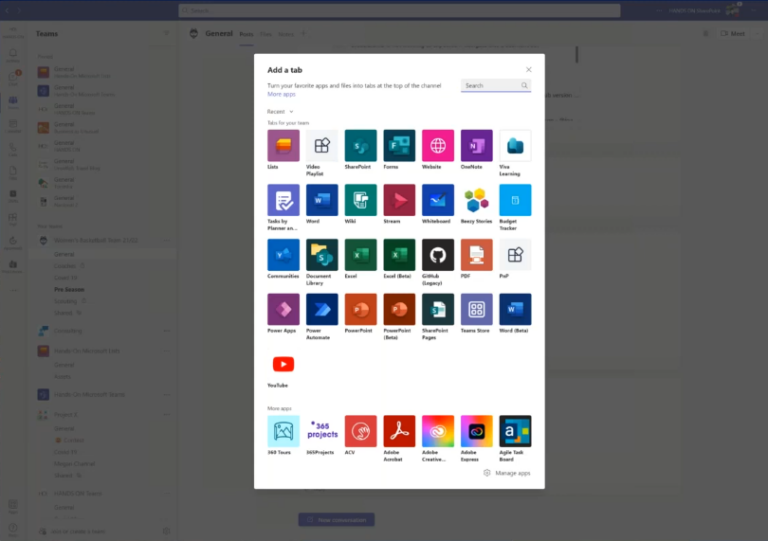 Integration of lists in Microsoft Teams