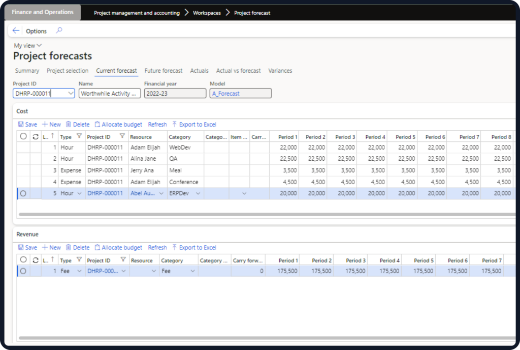 Create a Forecast in Dynamics 365 for Finance and Operation