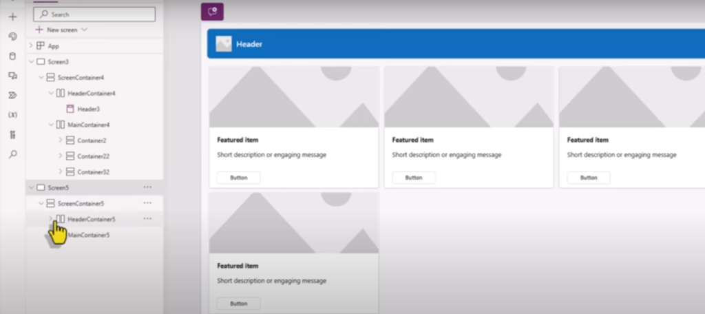 Header and Gallery Screen