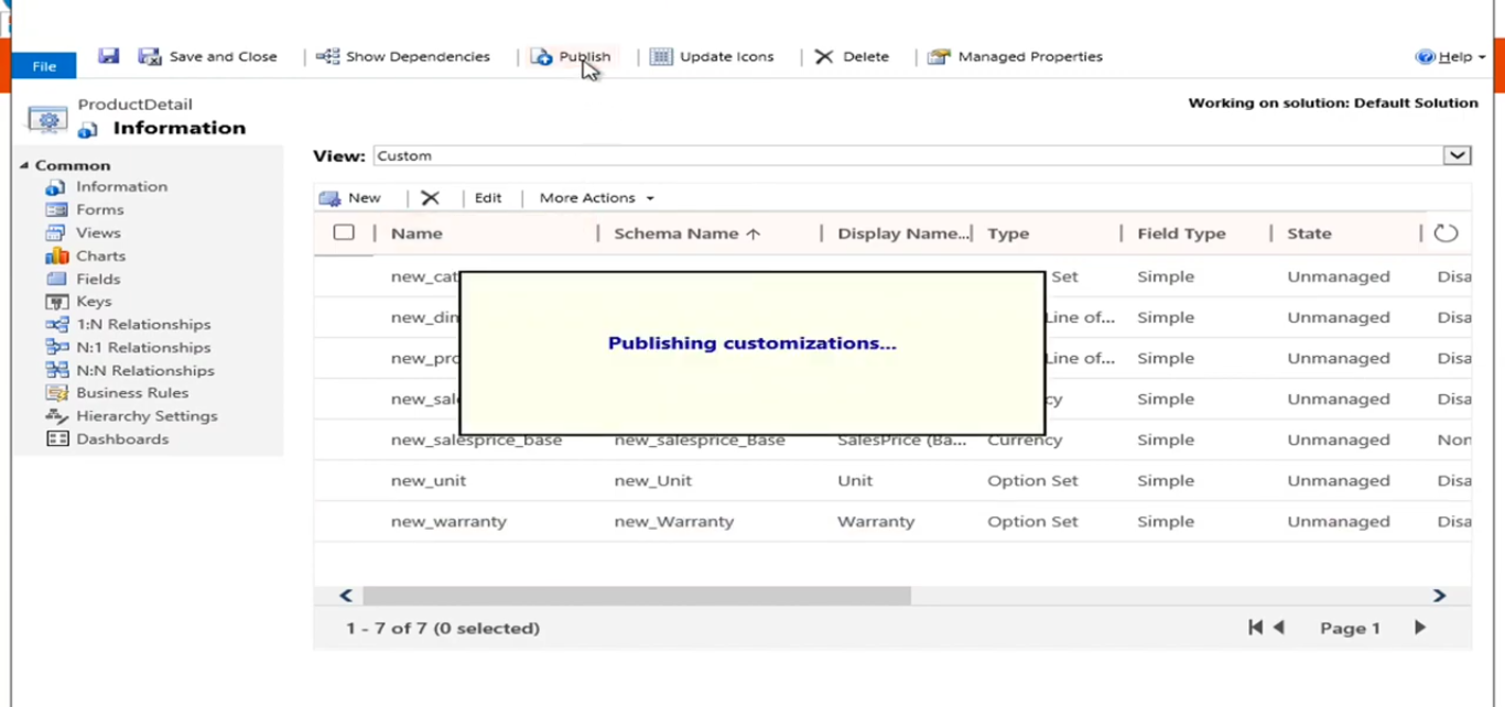Publish Customizations