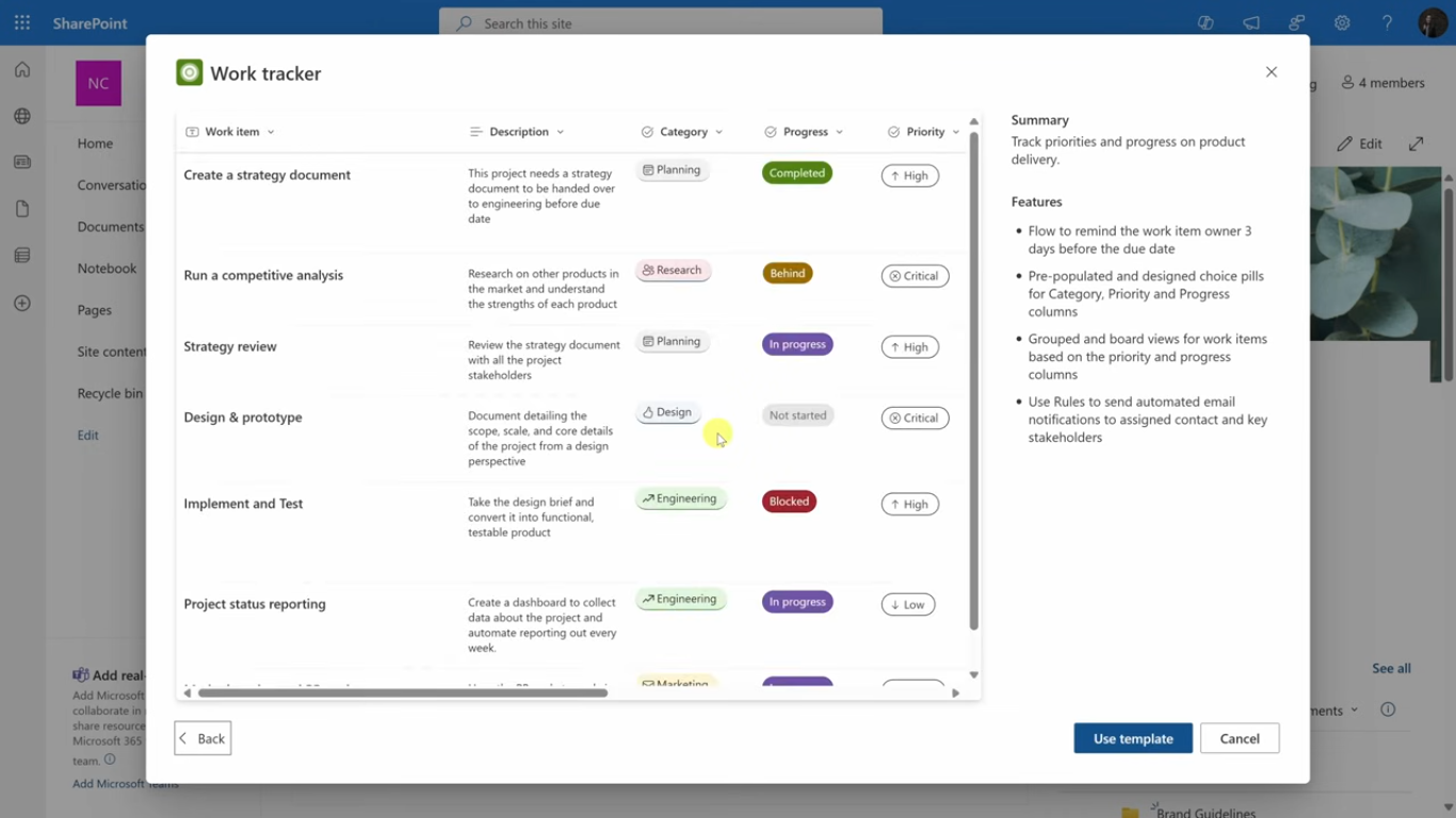 Leverage Lists for Project Tracking